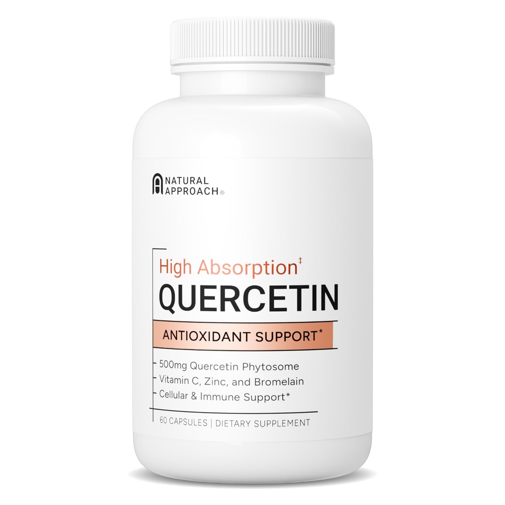 Alta Absorção Quercetina com Bromelaína, Vitamina C e Zinco - 500mg Quercetina Fitossoma - 50x Mais Absorção - Suporta Função Imune & Saúde Celular - EUA Fabricado Suplemento - 60 Cápsulas