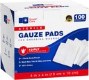 100pc Amplas de gaze esterilizadas 4x4 Estérile para feridas em massa - 12ply Gaze Esponjas 4x4 Estérile - USP IV Mesh respirável 4x4 Gaze Pads Estéril para Absorção Melhorada - Primeiros Socorros Médico