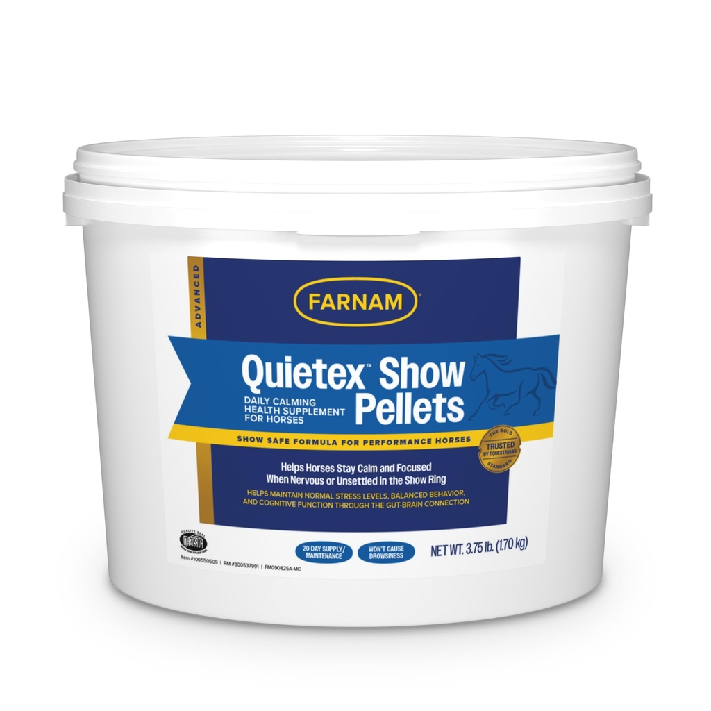 Farnam Quietex Show Pellets, Ajuda a manter os cavalos calmos e relaxados que se tornam nervosos no show anel 3,75 lbs.