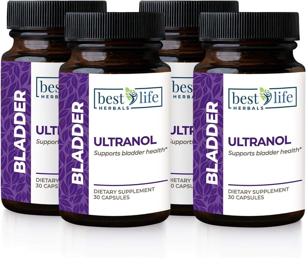 Suporte total de bexiga Ultranol - Suplemento de cranberry natural para saúde urinária, controle de bexiga hiperativa, incontinência - reduz vazamentos e urgência - 4 garrafas - 120 cápsulas