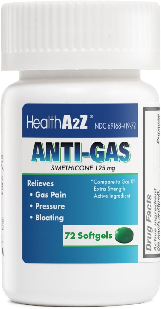 HealthA2Z® Gas Relief Simethicone □ 125mg □ Alivios do desconforto estomacal e do gás