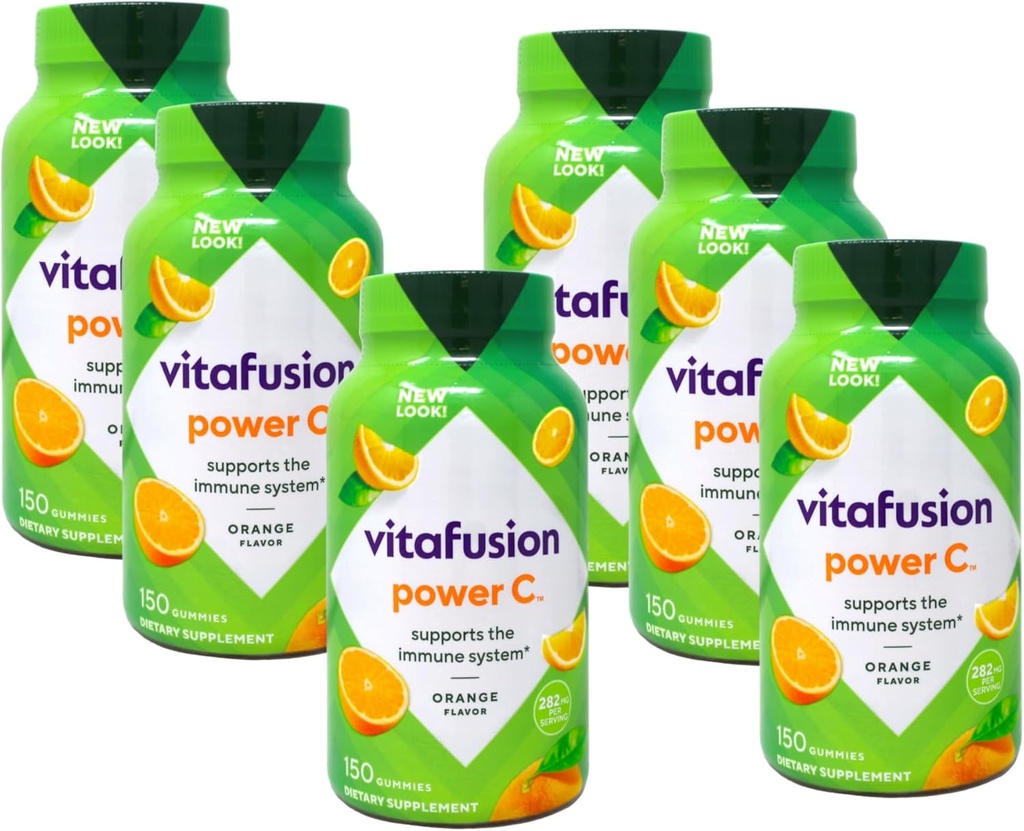 VitaFusion Power C Gummy Vitaminas para Adultos absolutamente laranja - 150 quilates, pacote de 6