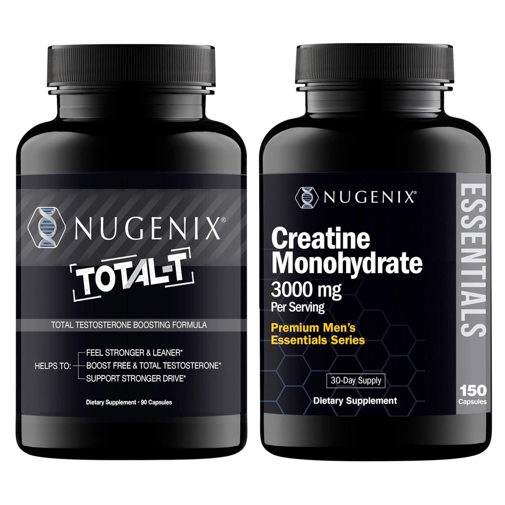 Nugenix Essentials Creatina Mono-hidrato e Testosterona Total-T Booster para Homens