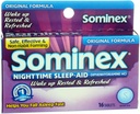 Sominex Nighttime Sleep-Aid com difenidramina HCl 25 mg, Fórmula Original, 16 comprimidos, (Pacote de 1)