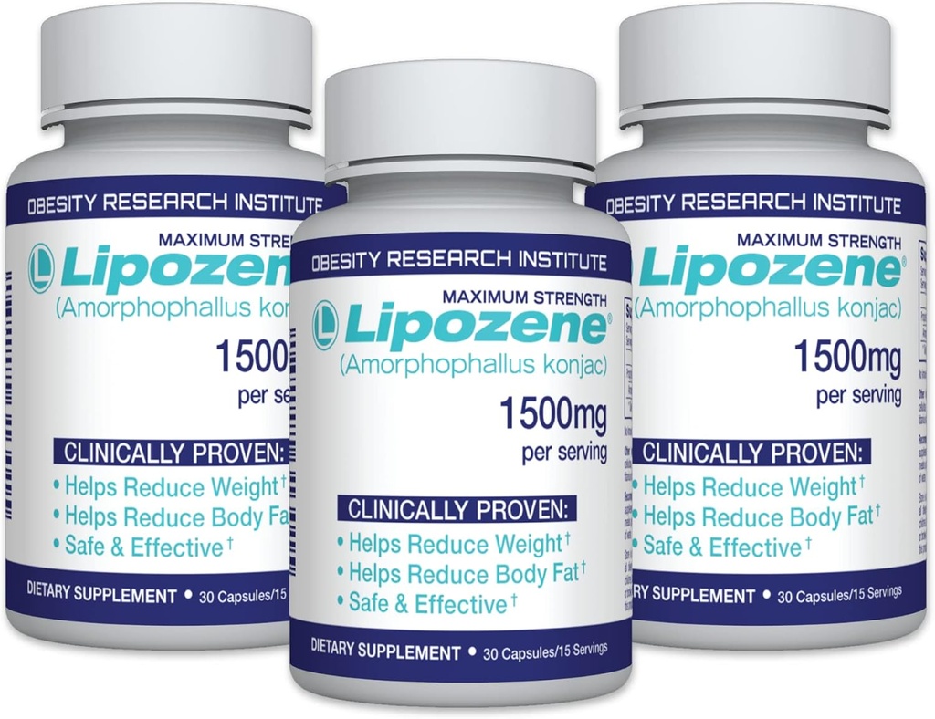 Lipozene Diet Pills - Suplemento de Perda de Peso - Suprime Appetite - Três Garrafas de 90 Cápsulas no Total