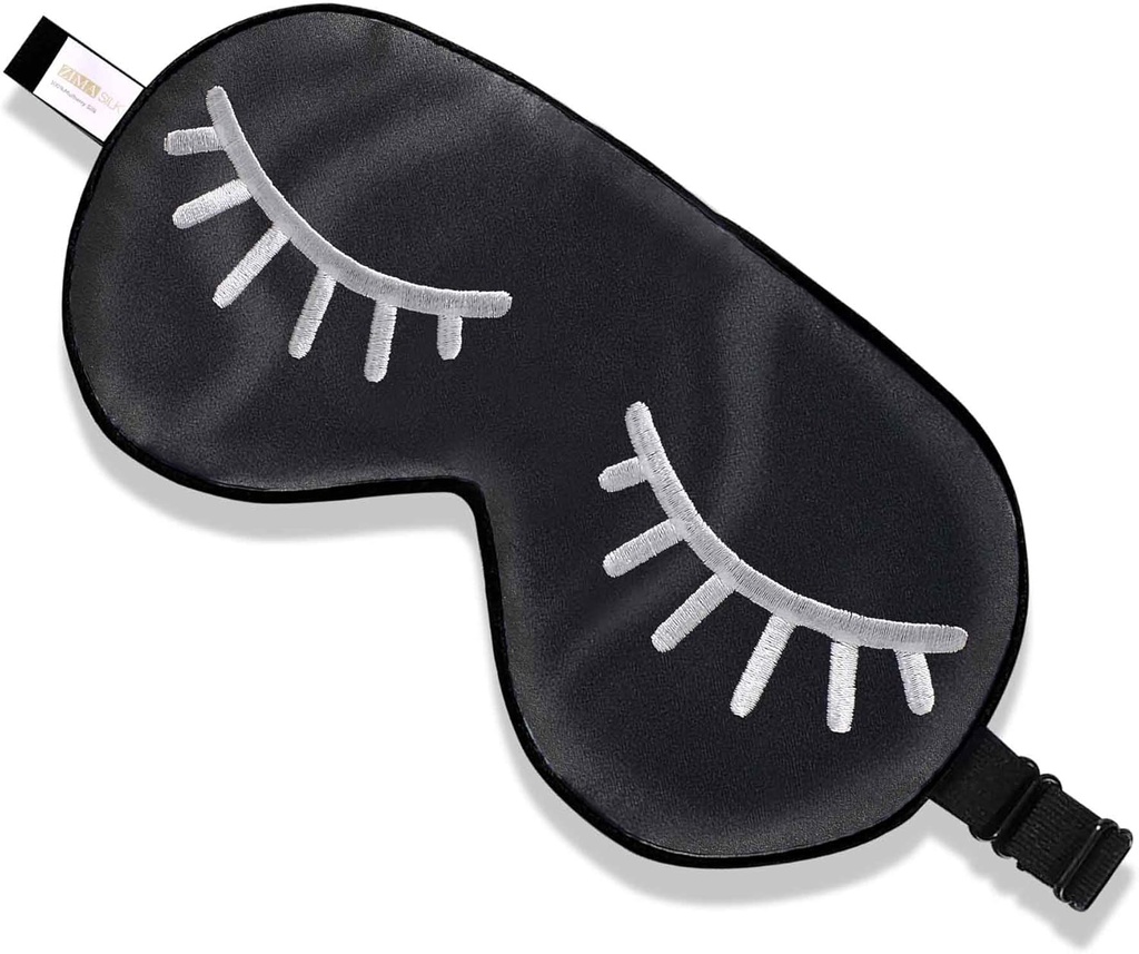 ZIMASILK 100% natural mascara de sono de seda venda, ajustável super suave máscara de olho macio para dormir com saco (Eyelashes)
