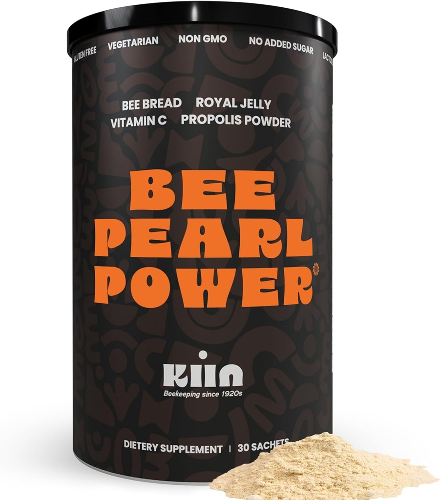 Kiin Bee Bread Powder - Pólen fermentado & Mel, 100% de multivitamínico natural, Superalimento para energia, Metabolismo, Sono, Recuperação, Imunidade