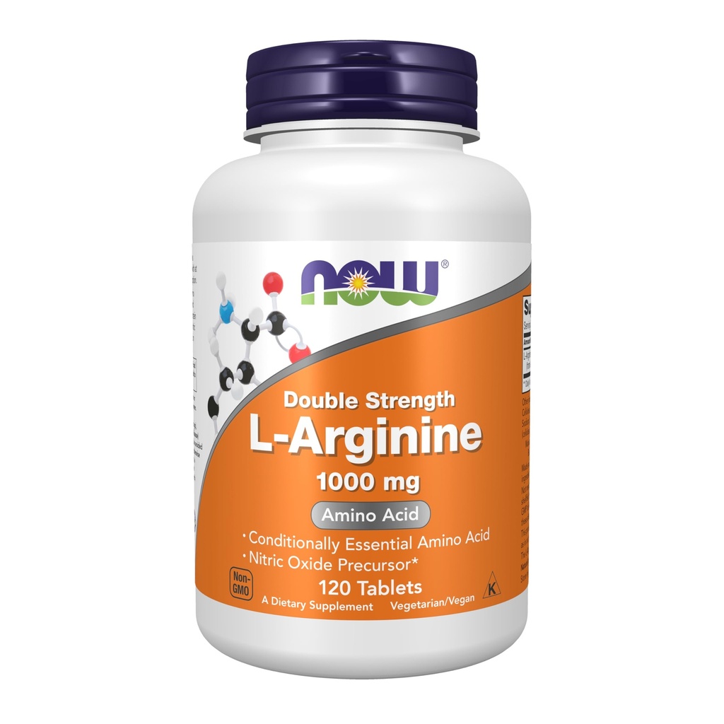 Now Foods Supplements, L-Arginina 1.000 mg, Nitric Oxide Precursor*, Amino Acid, 120 comprimidos