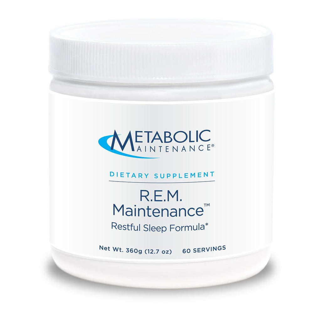 Manutenção Metabólica Pó de manutenção R.E.M. - Suplemento de suporte de relaxamento natural com magnésio, melatonina, 5-HTP + Potássio - Suplemento de bebida fácil, sem enchimentos (366g / 60 Servões)