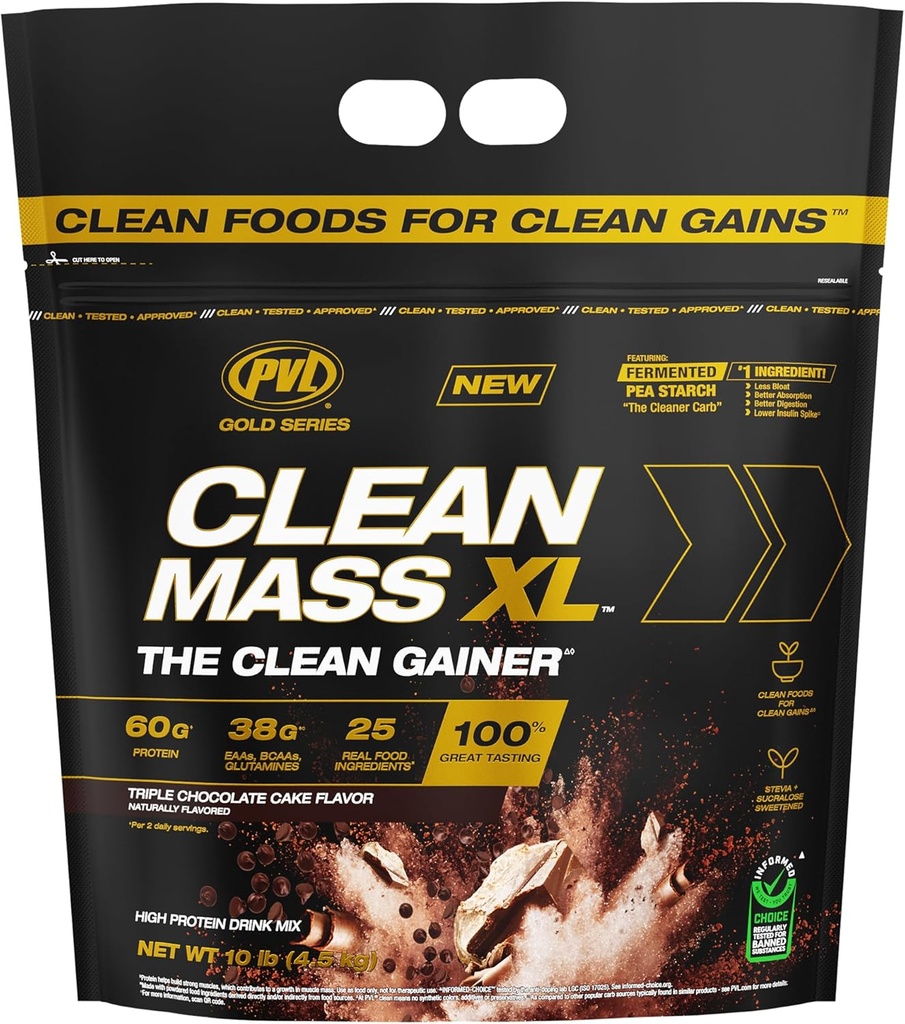 PVL série de ouro - massa limpa XL - O limpa massa muscular Gainer - 10 LB - bolo de chocolate triplo