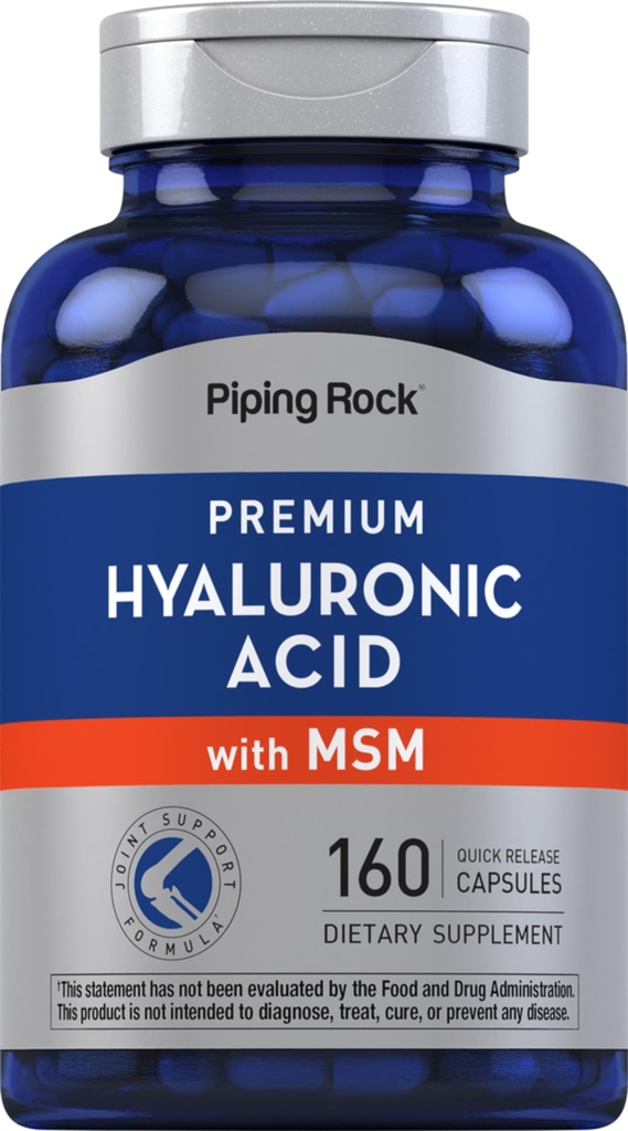 Piping Rock Hyaluronic Acid Supplement 100mg 160 Cápsulas com HSH para Mulheres e Homens