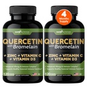 Gade Nutrition Quercetin com vitamina C e zinco - Quercetin 500mg - Quercetin com bromelaína - Zinc Quercetin - Quercetin Suplementos + Vitamina D3 (Não-GMO, Gluten-Free, Vegan) - Fornecimento de 4 meses