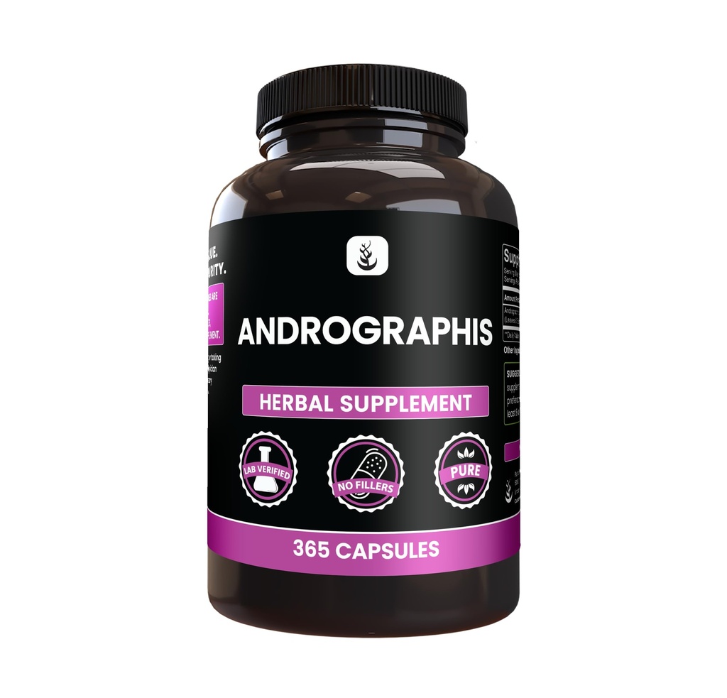 INGREDIENTES ORIGINAIS PUROS Andrographis Paniculata, (365 Cápsulas) sempre puros, sem aditivos ou enchimentos, verificado no laboratório