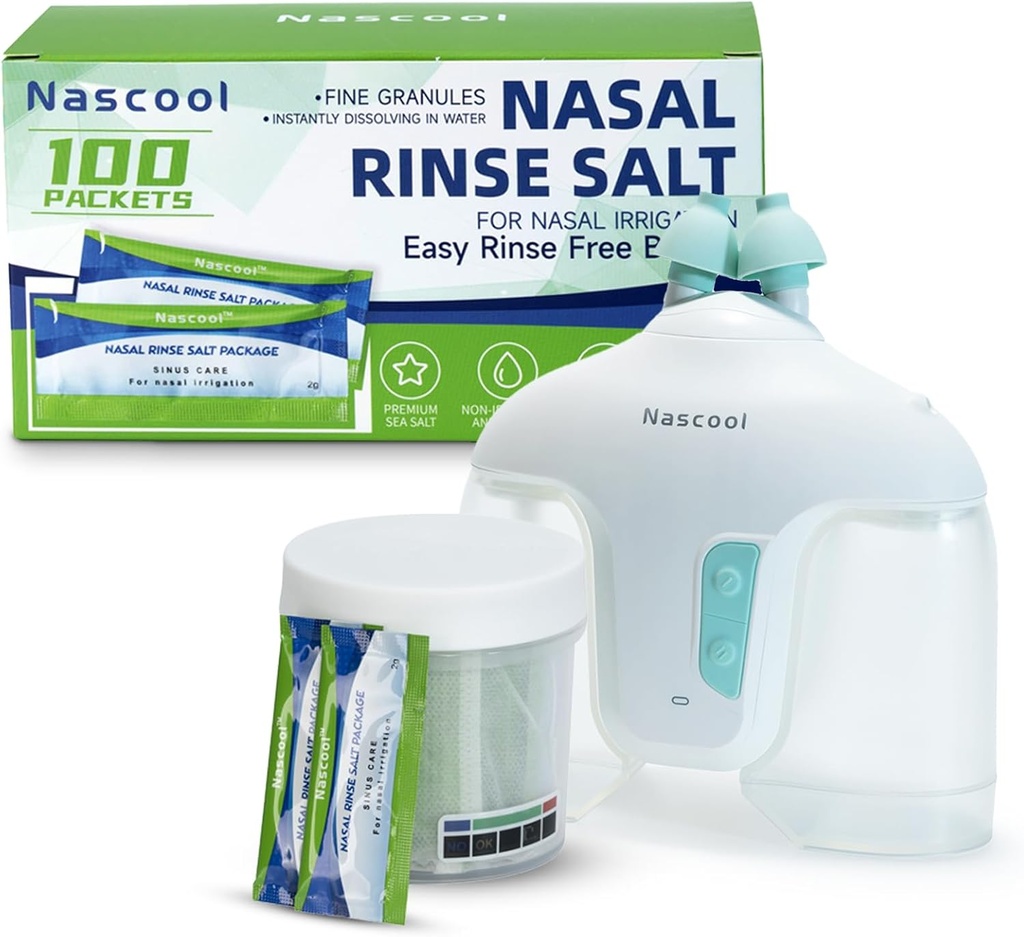 Sistema de irrigação nasal com 150 pacotes de sal – para uso prolongado