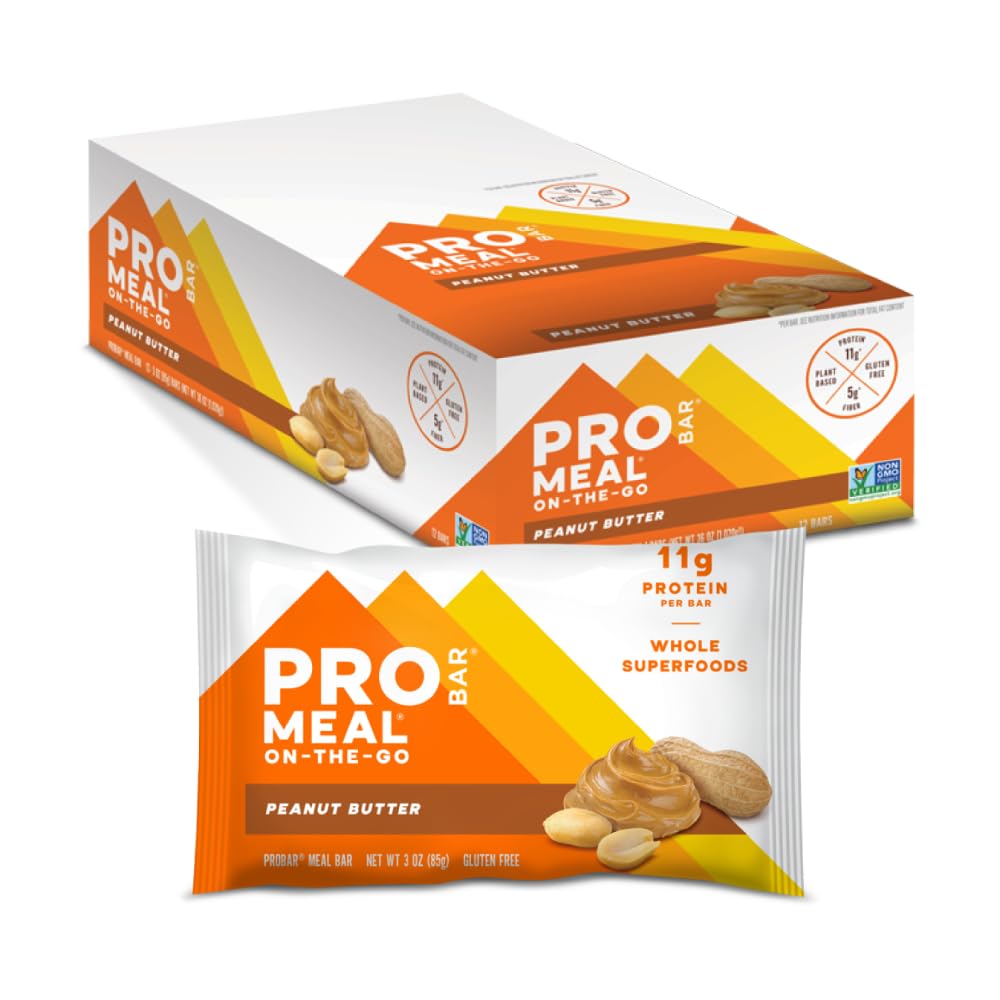 PROBARR - Barra de farinha, Manteiga de amendoim, Não-GMO, Sem Glúten, Saudável, Baseada em Plantas, Ingredientes integrais, Energia Natural (12 Conde)