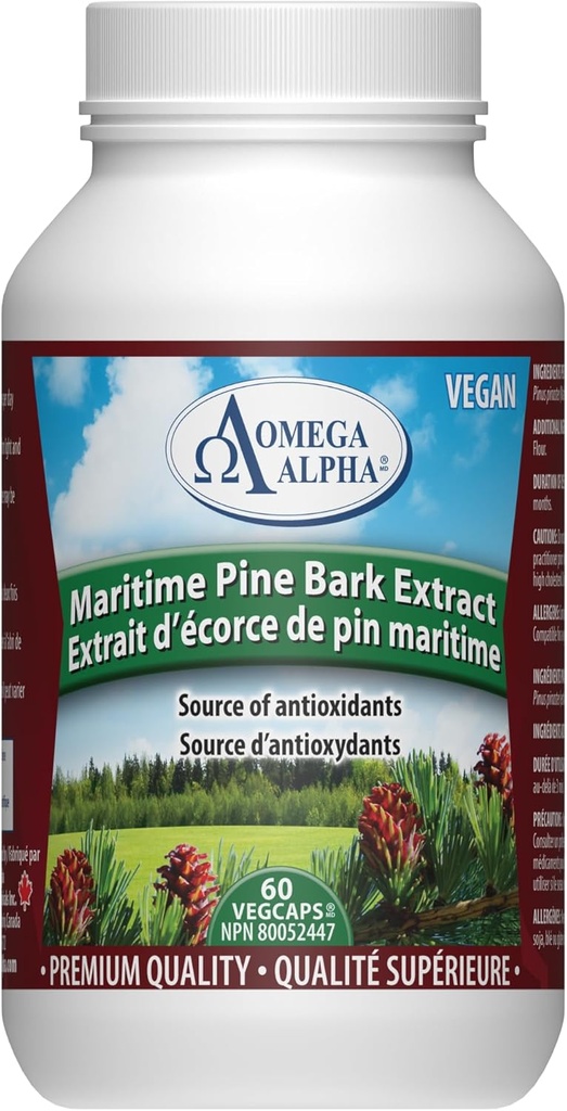Omega Alpha Maritime Pine Bark Extrair Anti Hipertensão 60 Cápsulas