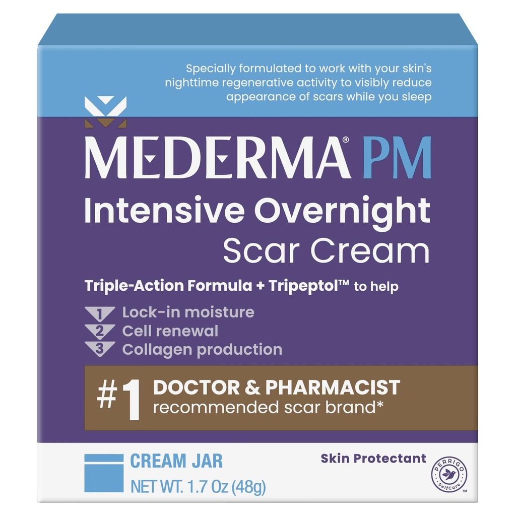 Mederma PM Intensive Overnight Scar Cream - Tratamento avançado da cicatriz com Tripeptol, funciona enquanto você dorme