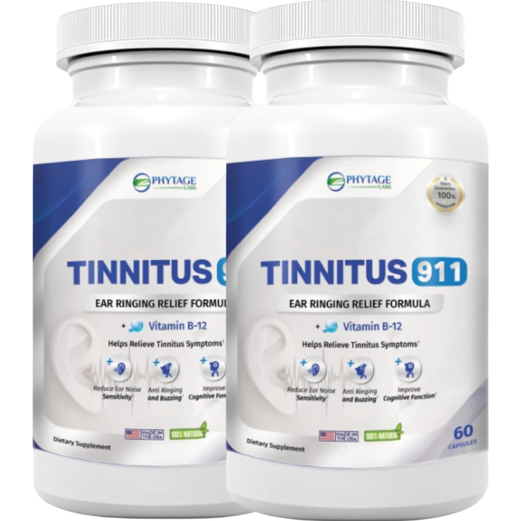 Tinnitus 911 - Suplemento de alívio de zumbido - Alívio de toque de ouvido - 2 pacote