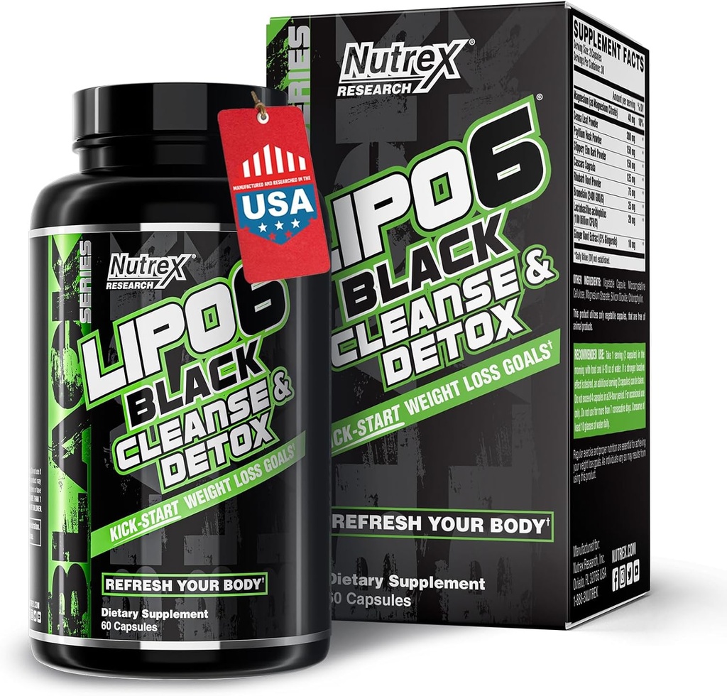 Nutrex Research Lipo-6 Cleanse & Detox para perda de peso e saúde digestiva , 7 dias de rápida atuação Natural Colon Cleanser e Detox para mulheres e homens , reduzir o inchaço, aumentar a energia, fácil digestão