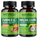NATURELO Curcumina Tumérica, Suporte Conjunto Baseado em Planta, Glicenato de Magnésio, 200 mg Magnésio - Gluten Free, Non GMO - 120 Cápsulas