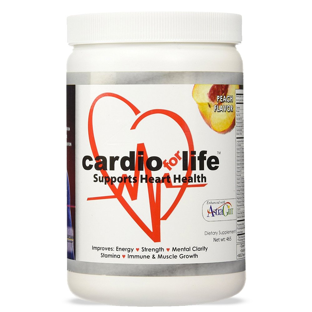 Cardio para a vida Pó de L-Arginina 16 onças - Suplemento de óxido nítrico natural Aumento de energia cardiovascular - pêssego
