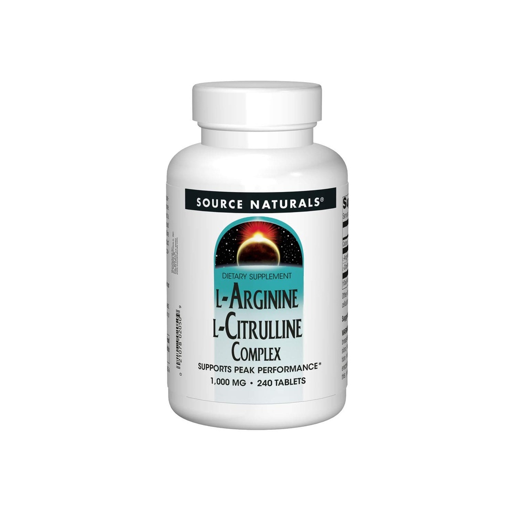 Naturals L-Arginina L-Citrulina Complex, Suplemento Aminoácido Essencial, Suporta Desempenho Pico* 1.000 mg - 240 Comprimidos
