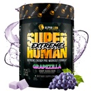 ALFA LION Superhumano Extremo Stim Pre Treino Pó, Beta Alanine, L-Taurine e 356mg Tri-Fonte Cafeína para Energia Sustentado, Óxido Nitrico e Citrulina para Bomba (21 Servings, Grape Flavor)