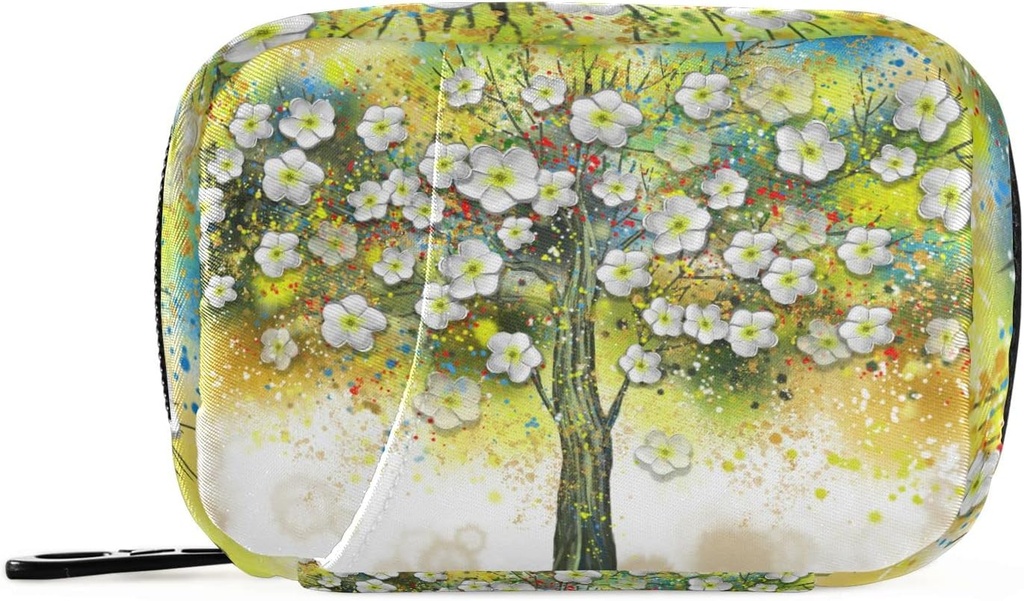 Caixa de Pílula Floral Árvore Pintura a óleo Caixa de Pílula 7 Dia Caixa de Pílula Bolsa de viagem do Organizador de Pílulas com Zipper Portátil Caso Compacto Tamanho para Titular Suplemento Vitamina
