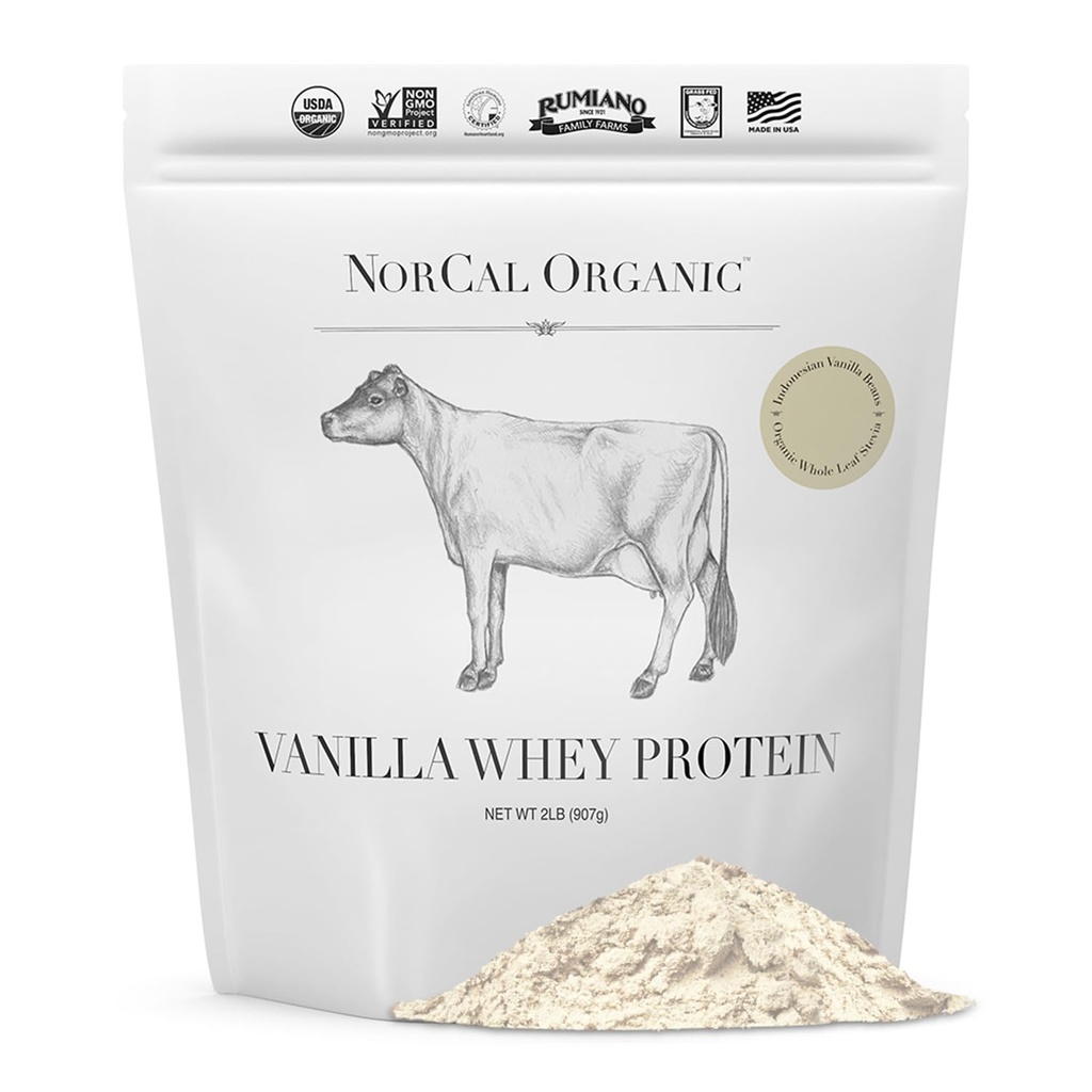 NorCal Orgânico Vanilla Whey Protein - 2lbs - Baunilha de grão, mono-original certificado não-GMO e humano americano da Califórnia Farms