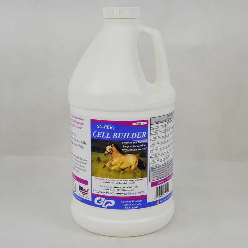 SU-PER Cell Builder Horse Supplement - High Iron Vitamina Mineral Equine Blood Builder Liquid para Performance Horses - 1/2 Gallon