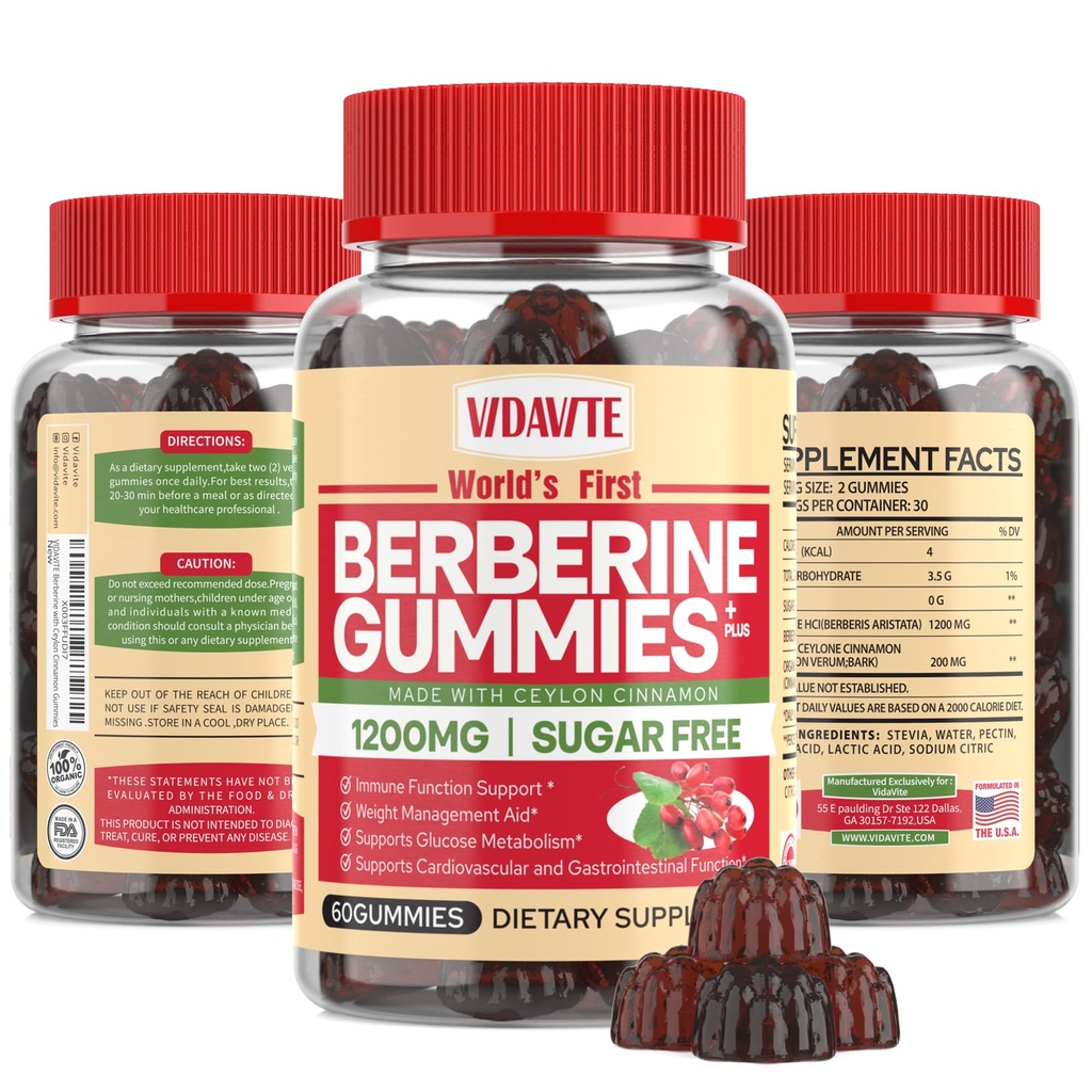 Berberina com goma de canela de Ceilão — sem açúcar, 98% Pura & 10x Absorção — 1200mg Suplemento Berberina Orgânica HCL para Gestão de Peso, Imunidade, Saúde Metabólica e Digestiva (30 dias)