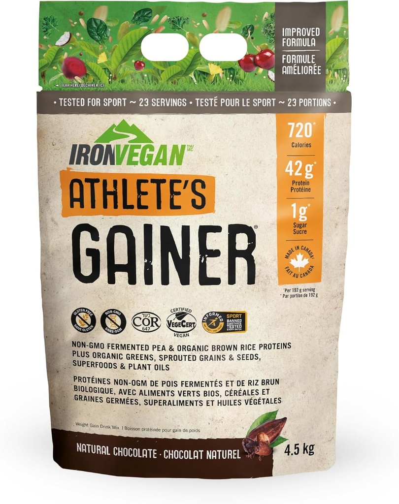 Gainer do Atleta Vegano de Ferro - Chocolate Natural 4,5 kg