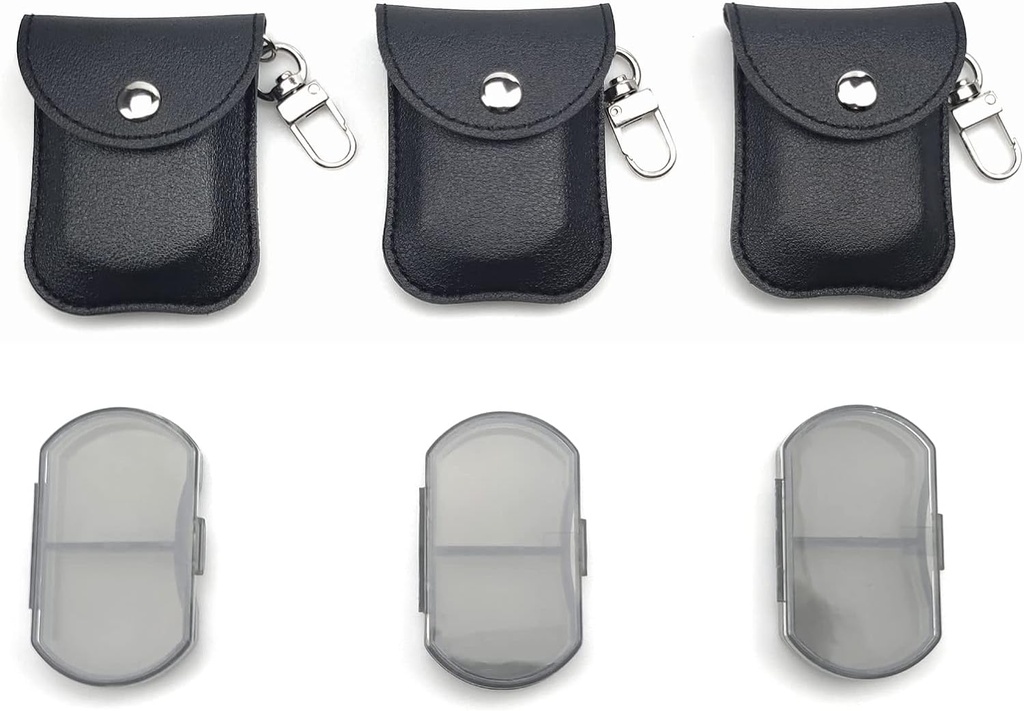 VOFOON 3 pacote pequeno organizador de pílulas, caixa de pílulas de viagem para bolsa, porta-pílulas chaveiro, recipiente de pílulas de bolso, 2 vezes por dia diária portátil medicina caso vitamina, caixa de óleo de peixe, caixa de suplemento