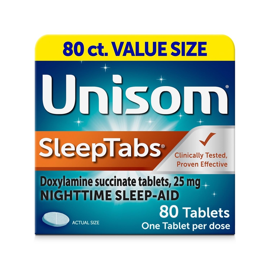 Unisom SleepTabs, Sono-aid noturno, succinato de doxilamina, 80 comprimidos