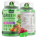 Super Verdes Gummies, Verdes Superalimento pó alternativa w/Spiriulina, chlorela, Fibra prebiótica, Probiótico, Vegetais de frutas, Vegetais de Verdes Diários para Digestivo & Gut Saúde, Imunidade, Foco, 60 Cts