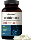 Probiótico 200 Bilhões UFC – 40 Strains por servir 240 Veggie Cápsulas com Prebióticos e Probióticos para a Saúde Digestiva – Gut Health & Bloating Support