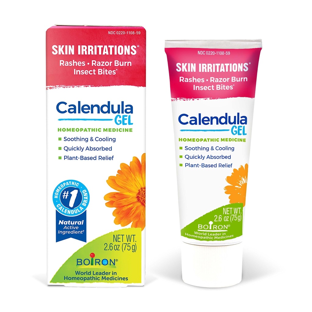 Boiron Calendula Gel Alívio de Rashes, Irritações de pele, Queimadura Razor, ou mordidas de insetos - Não-Greasy e Fragrance-Free - 2,6 oz