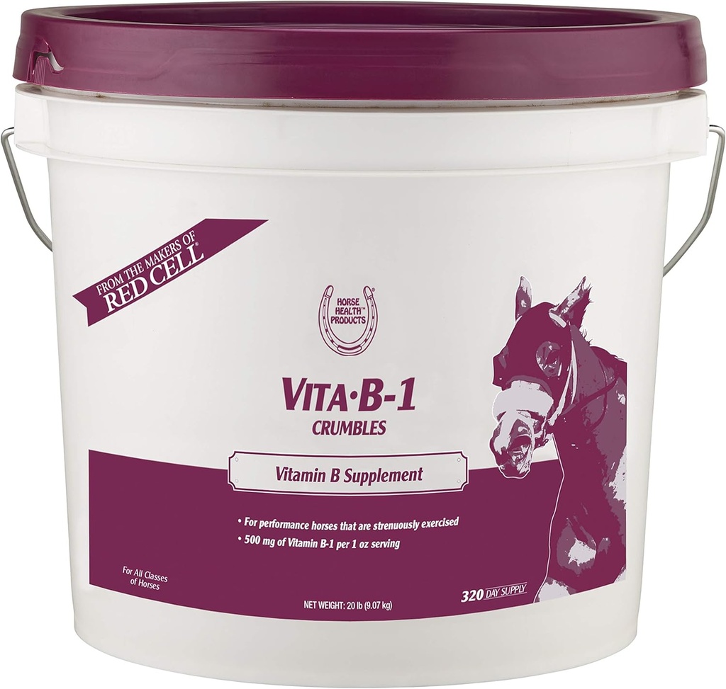 Farnam Horse Health Vita B-1 Crumbles Suplemento para cavalos, Suporta atividade muscular ideal e metabolismo para o desempenho, 20 libras, 320 fornecimento dia