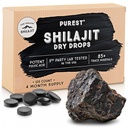 Puro Himalayan Shilajit Dry Drops, 100% puro natural Shilajit, grau A, potência máxima 85+ Minerals traço limpo e ácido fulvico para energia, metabolismo e Imune Suporte Suplemento para homens e mulheres (120 abas)