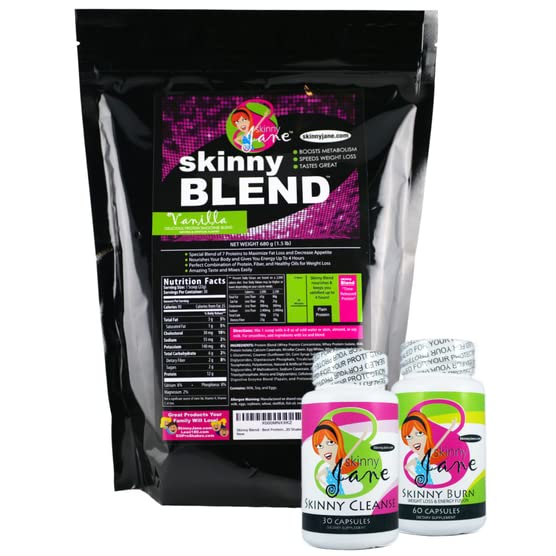 Melhor Kit de Perda de Peso, Kit Rápido Slim, Kit Diet, Melhores Shakes Proteínas de Degustação para Mulheres, Pílulas Dietas Supressoras de Apetite, Limpar e Detox, Perda de Peso Rápida, Skinny Jane - Vanilla