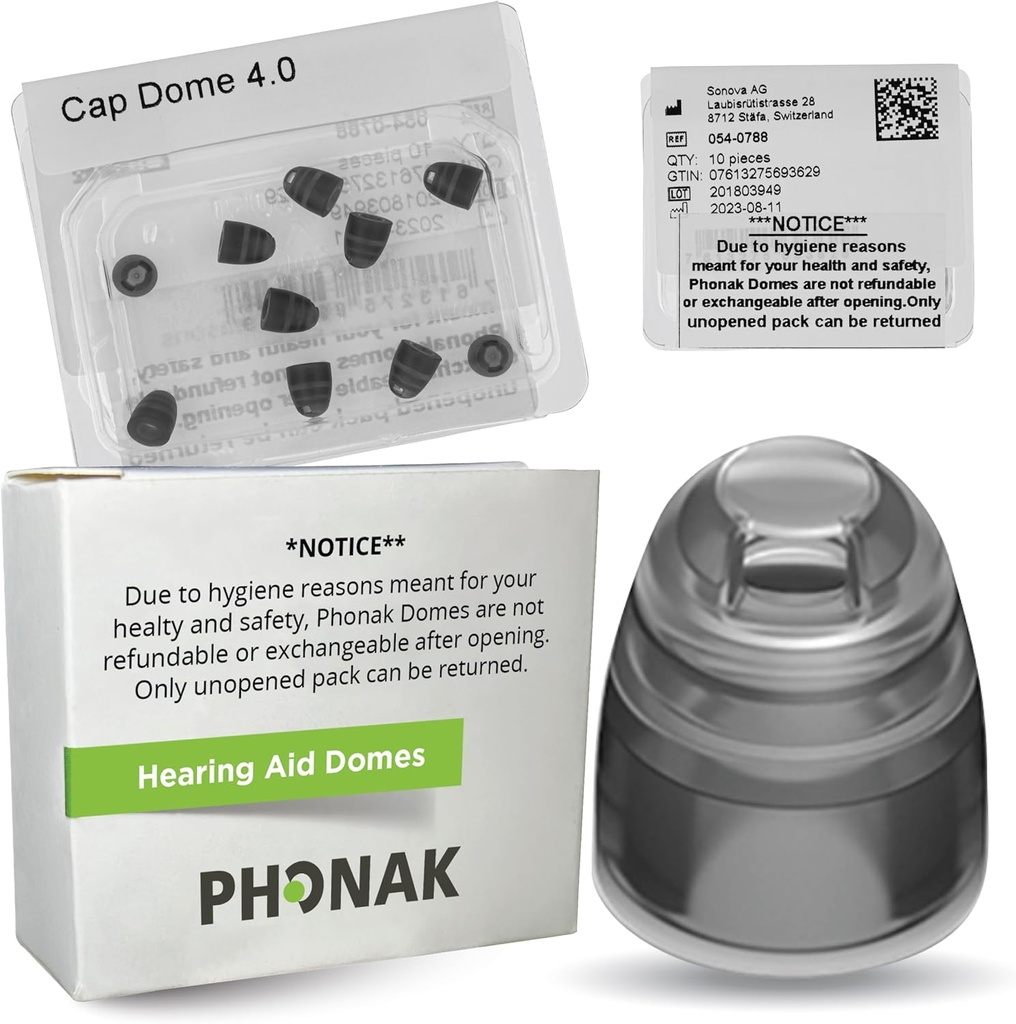 Phonak Cap 4.0 Dome XSmall (0,18 polegadas=4,5mm) -Genuine OEM Suiça Substituição por Sonova, Auditing Aid Domes para Tamanhos Muito Estreitos de Ouvido - 1 Pacote / 10 Domes Total