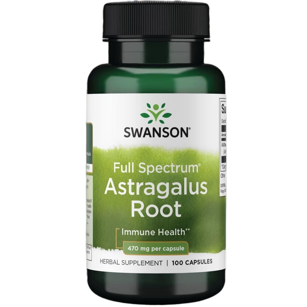 Swanson Astragalus Raiz - Suplemento de ervas que promove o suporte do sistema imunológico - Natural Fórmula de apoio coração e saúde do fígado - (100 cápsulas, 470mg cada)