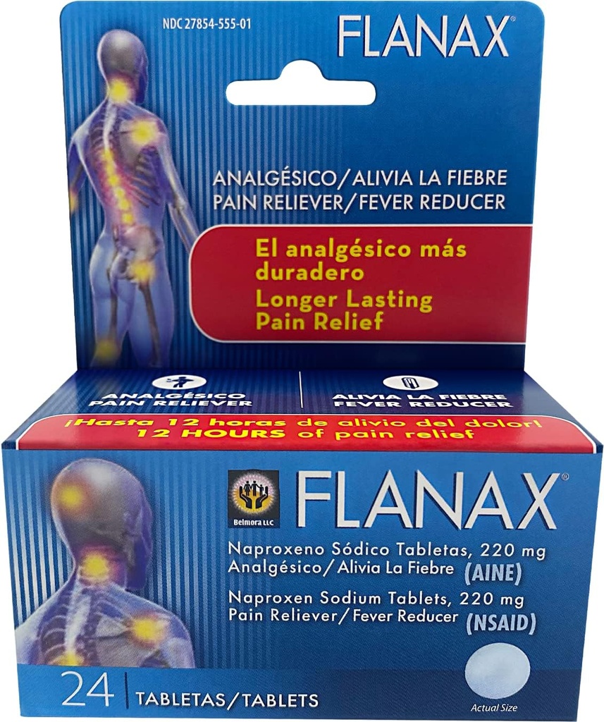 Flanax Pain Reliever e Redutor de Febre Naproxeno Comprimidos de Sódio – 220 Mg (24 Contagem)