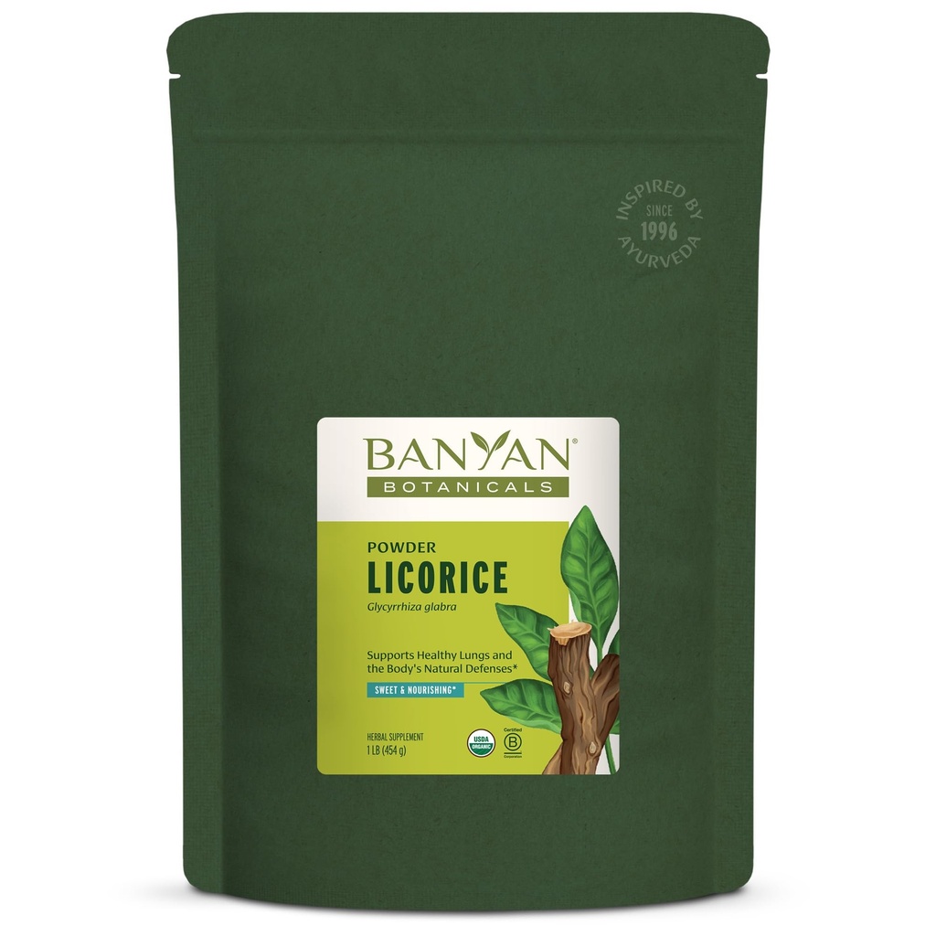 Banyan Botânicos Alcaçuz em pó – Alcaçuz Orgânico Raiz em pó (Glycyrrhiza Glabra) – para apoiar a Digestão Saudável e Função do Sistema Respiratório* – 1 lb. – Não-GMO Fonte sustentável Vegan