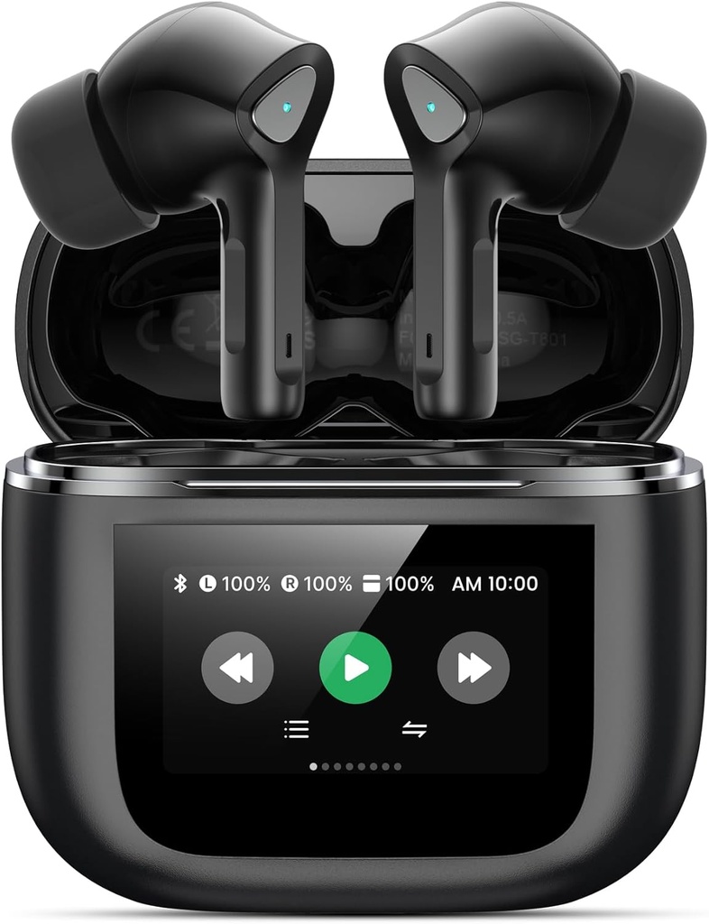 Earbuds sem fio Bluetooth 5.3 Auscultadores 50H Playtime Deep Bass Stereo Ear Buds com microfone IPX7 impermeável Conforto leve em fones de ouvido para Pad Android / iOS Phones Presentes para mulheres homens