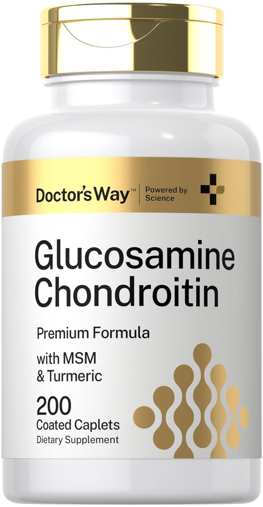 Doctor's Way Glucosamine Chondroitin HSH Turmeric 200 Caplets Complexo de suporte avançado □ Não-GMO, Suplemento sem glúten
