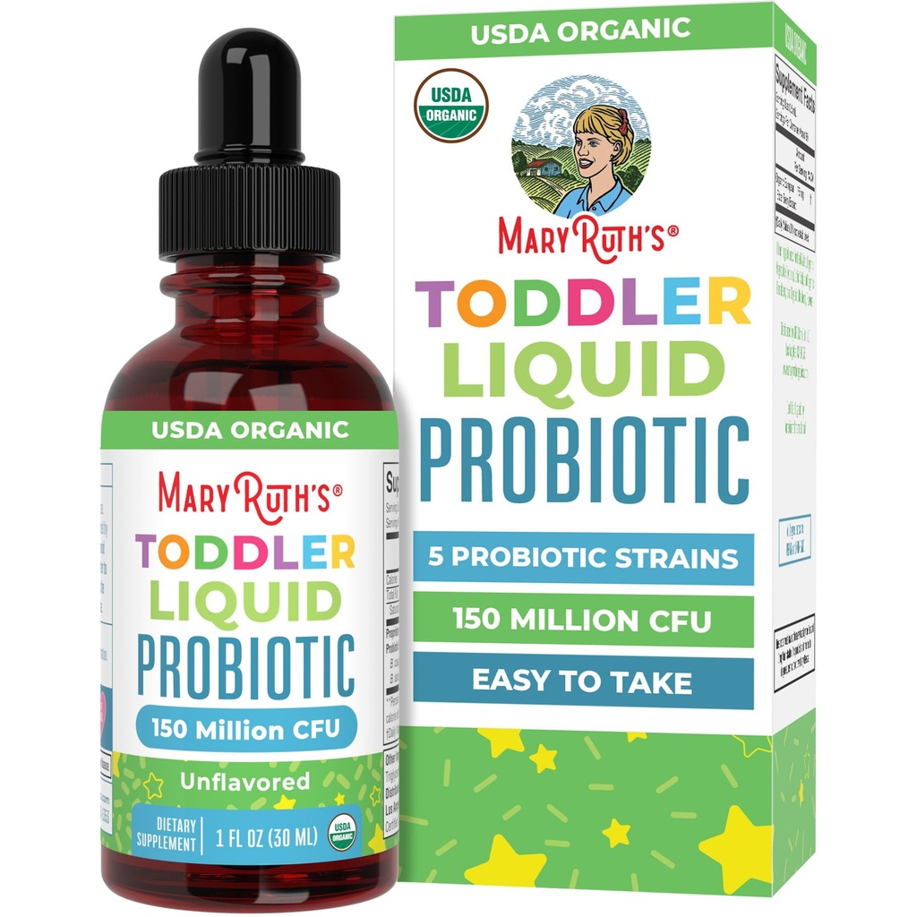 MaryRuth Organics Cocomelon Toddler Probiótico Liquido gotas Crianças Probióticos para Idades 1-3 5 Probiótico Strains □ 150 Bilhões UFC Por Servir □ USDA Orgânico Livre de Açúcar □ Gluten Free 1 Fl Oz