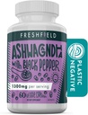 Freshfield Ashwagandha com pimenta preta. Vegan Friendly Supplement for Adrenal Fadiga Support, Memória muscular, Tiróide e Força. Todas as Cápsulas Natural 1300mg