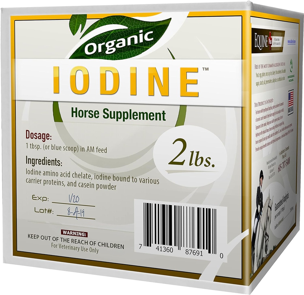 Iodo orgânico 2 lbs. - Suplemento nutricional para cavalos, animais - w/ 18 Aminoácidos