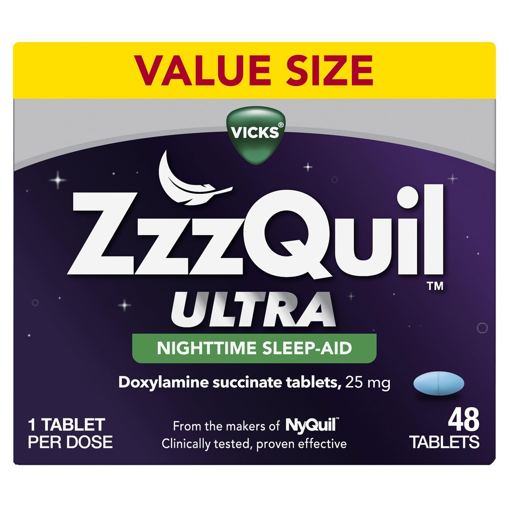 ZzzQuil ULTRA, Sono Aid, Succinato de Doxilamina 25mg, Sono Aids para Adultos, Sono Aid, 48 Comprimidos
